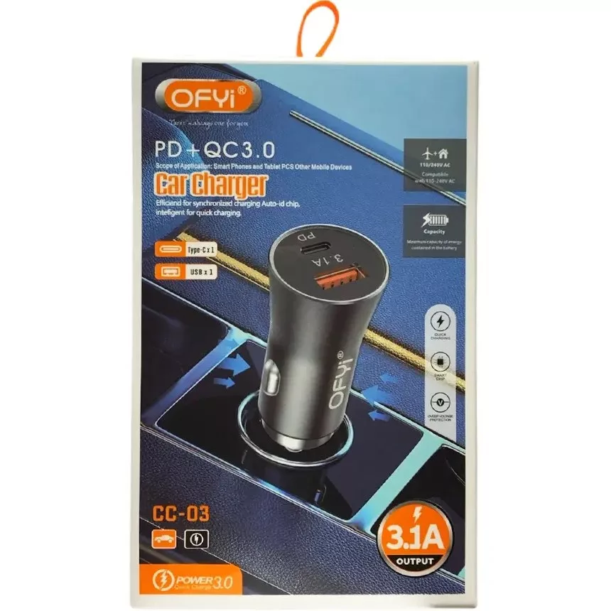 شارژر فندکی 38 وات دو پورت اوفی مدل CC-03