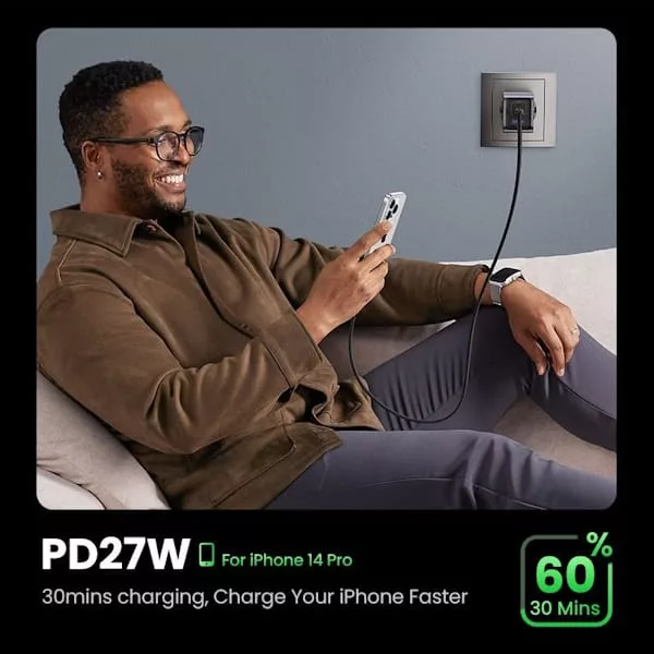 شارژر دیواری 65 وات یوگرین مدل X755 کد 25871 همراه با کابل USB-C