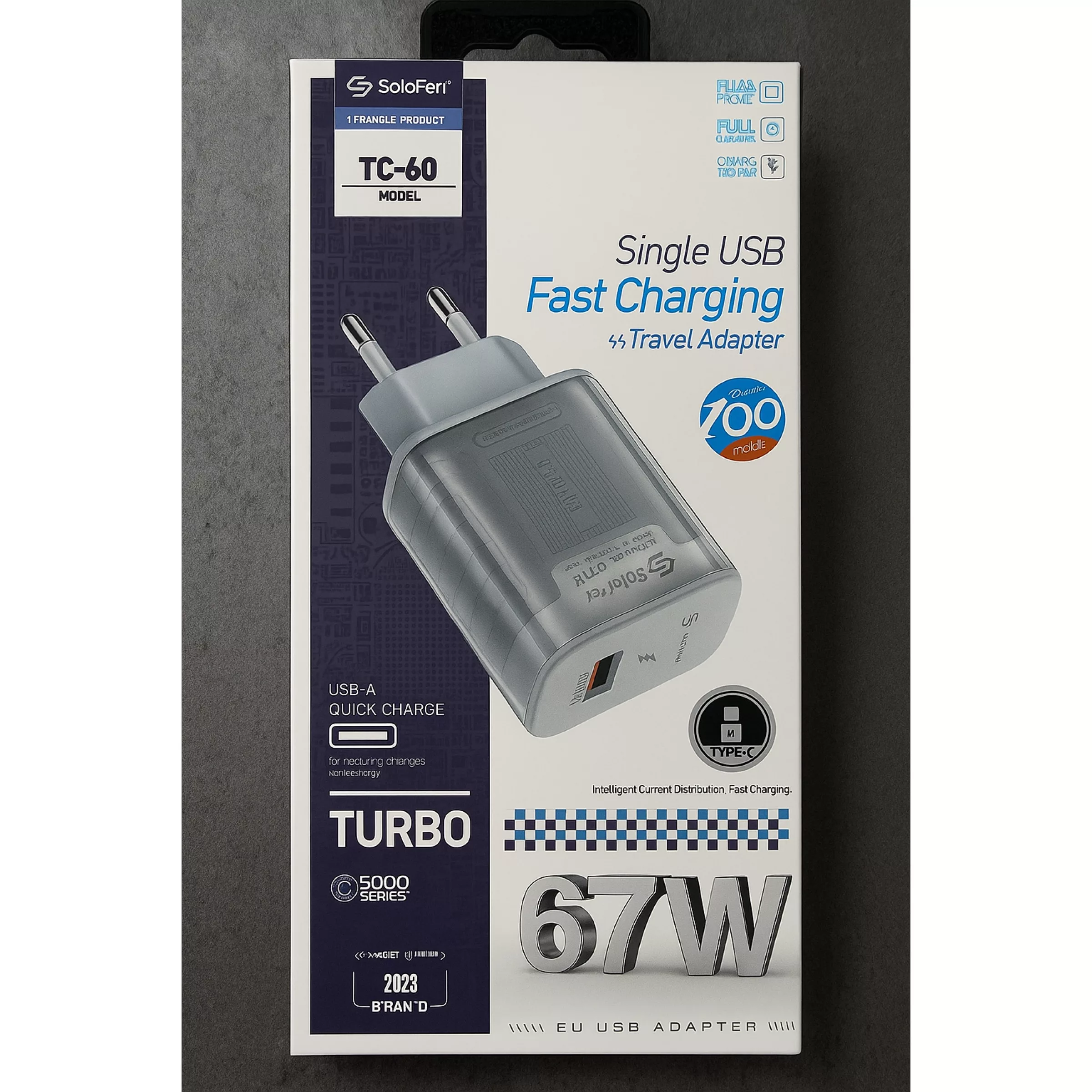 شارژر دیواری 45 وات پورت USB سولوفر مدل S24FE به همراه کابل تبدیل USB-C