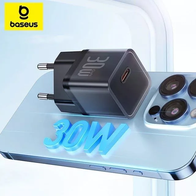 شارژر دیواری 30 وات بیسوس مدل GAN5 mini 30W به همراه کابل تبدیل USB-C