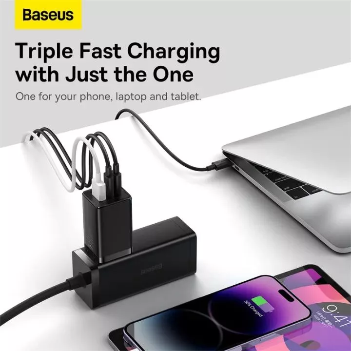 شارژر دیواری باسئوس مدل GAN5 PRO 65W به همراه کابل USB-C