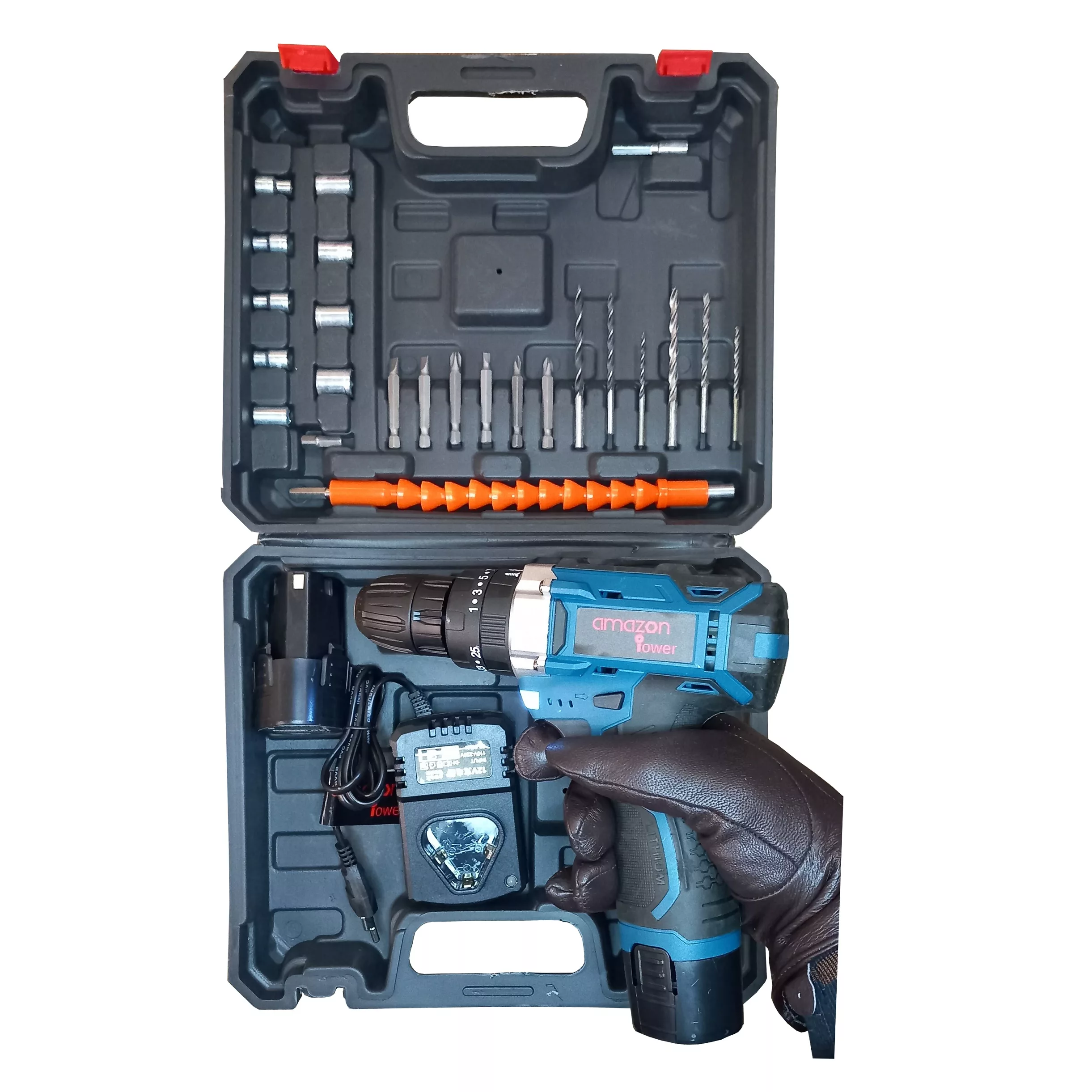 مجموعه 28 عددی دریل پیچ گوشتی شارژی چکشی آمازون مدل DV18V