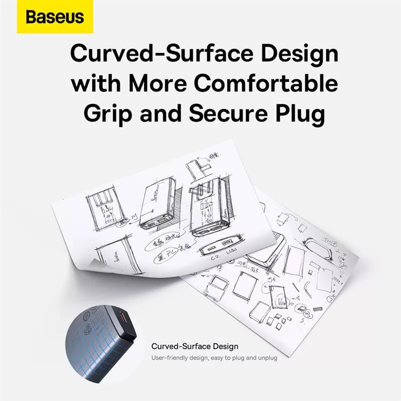 شارژر دیواری 65 وات بیسوس مدل GaN5 Pro Ultra-Slim به همراه کابل تبدیل USB-C