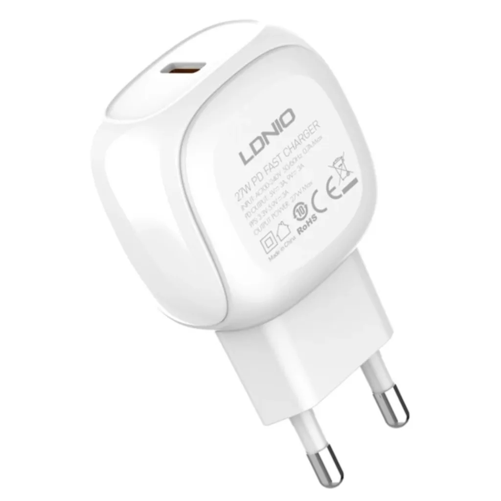 آداپتور شارژر 27 وات الدینیو مدل A1206C به همراه کابل تبدیل USB-C