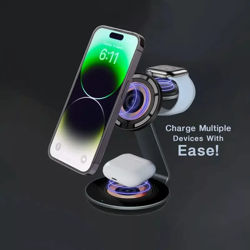 شارژ رومیزی مدل 3in1 Magnetic Wireless charger XQ-01