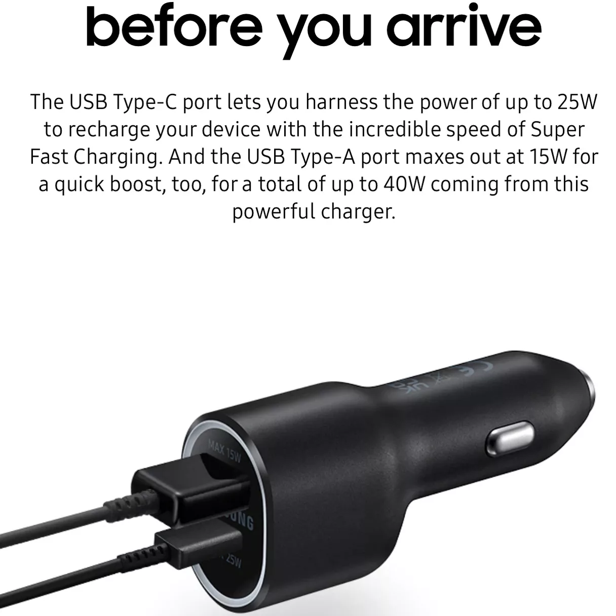 شارژر فندکی سامسونگ مدل DUO 25W/15W