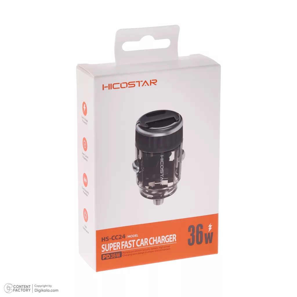 شارژر فندکی 36 وات دو پورت هایکواستار مدل HS-CC24