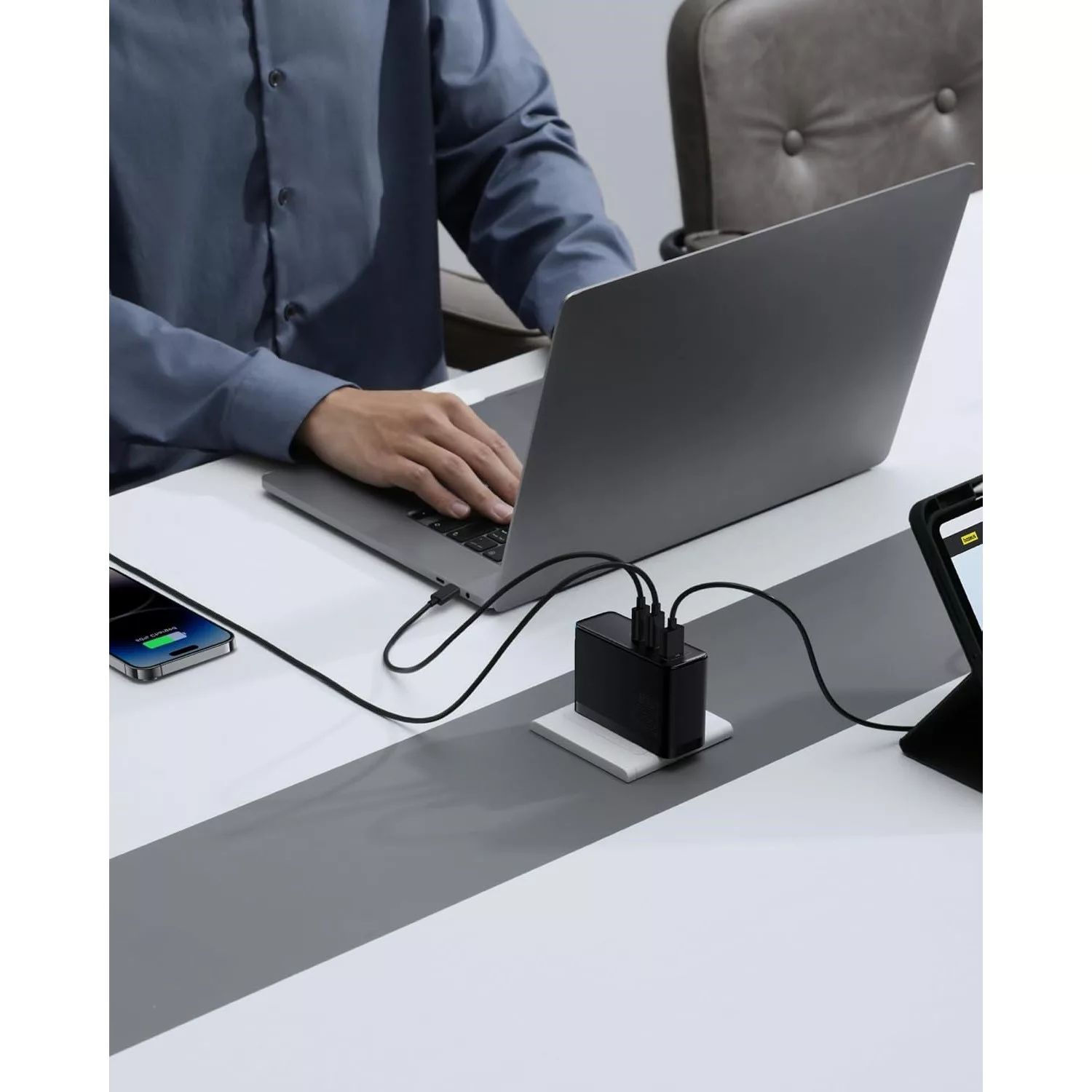 شارژر دیواری 160 وات بیسوس مدل GaN5 Pro 2C+U به همراه کابل تبدیل USB-C