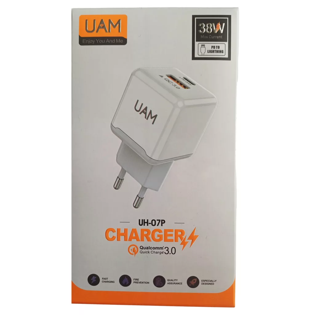 شارژر دیواری 20 وات یو ای ام مدل UH-07P به همراه کابل USB-C