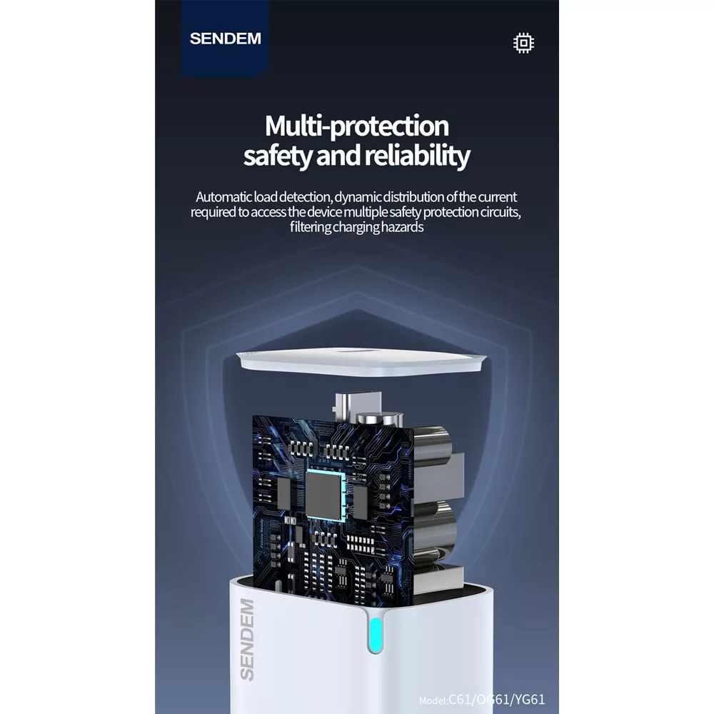 شارژر دیواری 25 وات سندم مدل A55 SUPERFAST به همراه کابل تبدیل USB-C