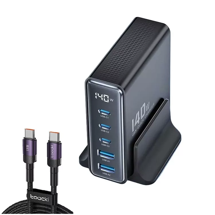 شارژر رومیزی 140 وات 5 پورت توکی مدل TCT140-22 به همراه کابل USB-C