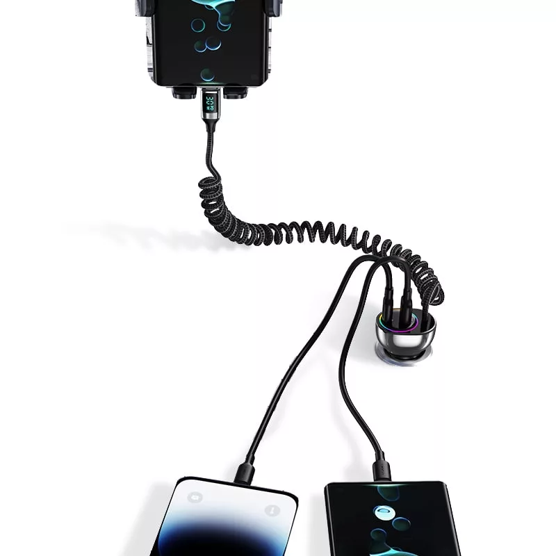 شارژر فندکی 60 وات دو پورت یوسمز مدل CC192 به همراه کابل USB-C