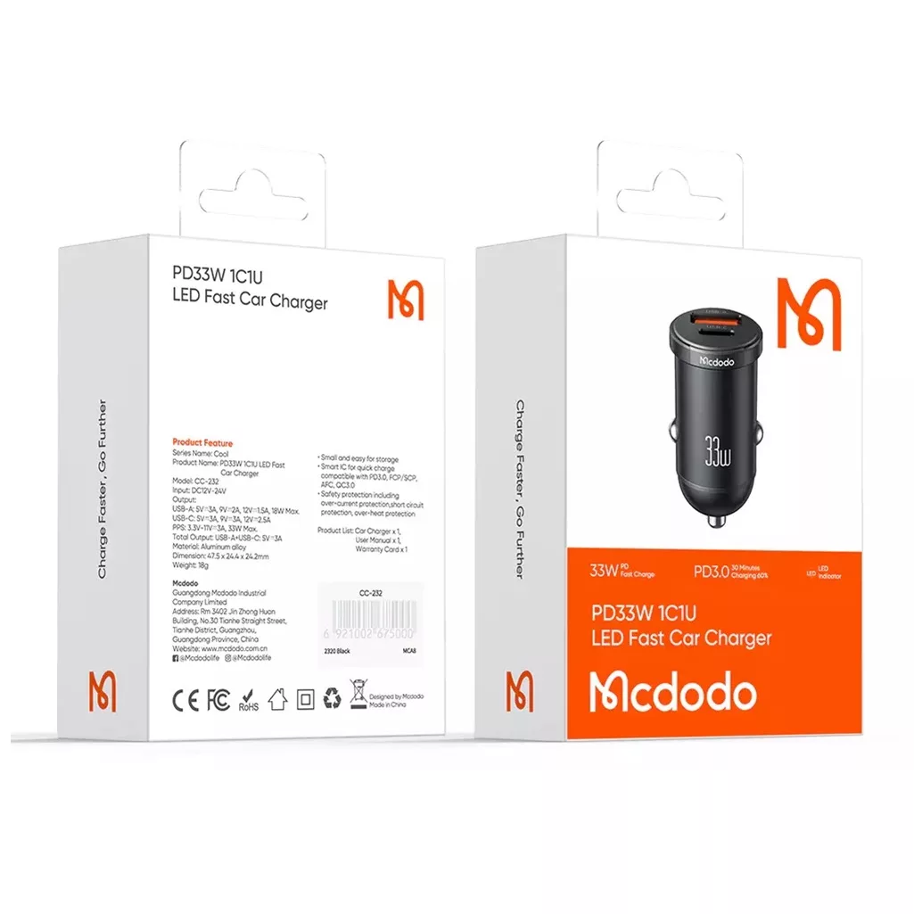 شارژر فندکی 33 وات مک دودو مدل c-c232