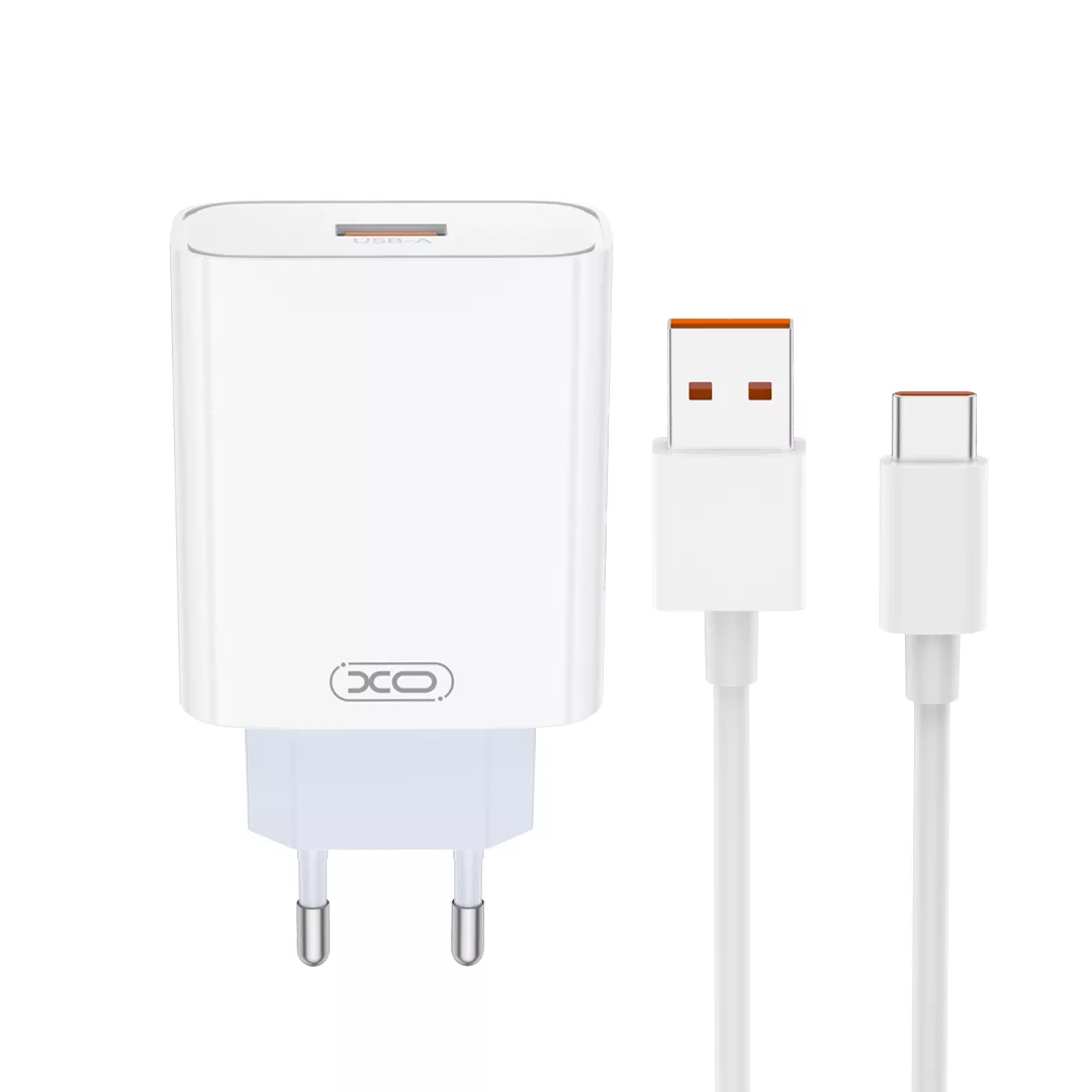 شارژر دیواری 30 وات ایکس او مدل L164 EU به همراه کابل تبدیل USB-C به USB