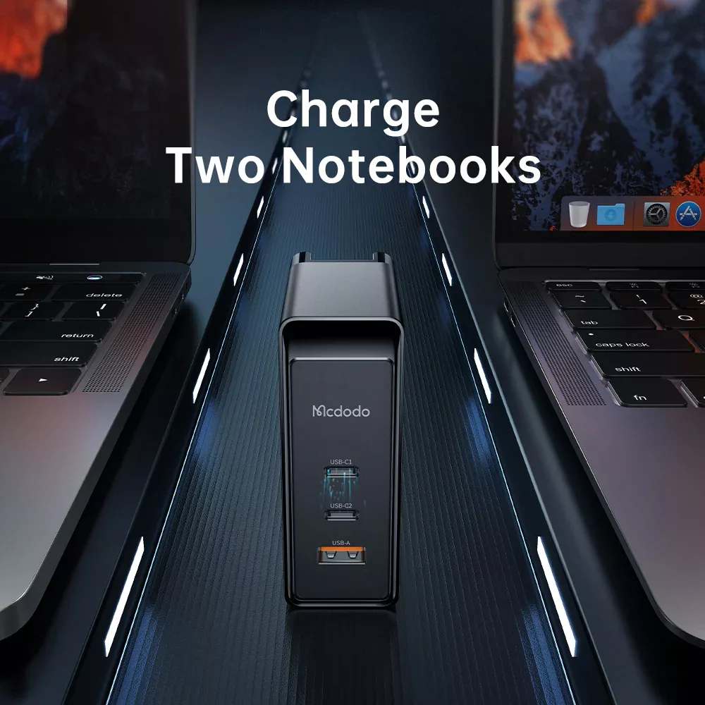 شارژر دیواری 100 وات مک دودو مدل GaN 100W 3-Port بهمراه تبدیل برق
