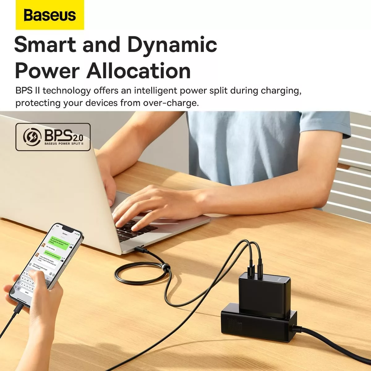 شارژر دیواری 100 وات باسئوس مدل GaN5 PRO 100W Fast Charger