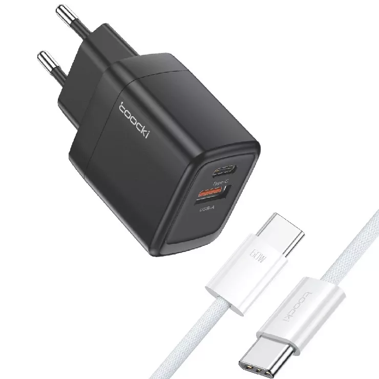 شارژر دیواری 20 وات توکی دو پورت مدل JT-P20F به همراه کابل USB-C