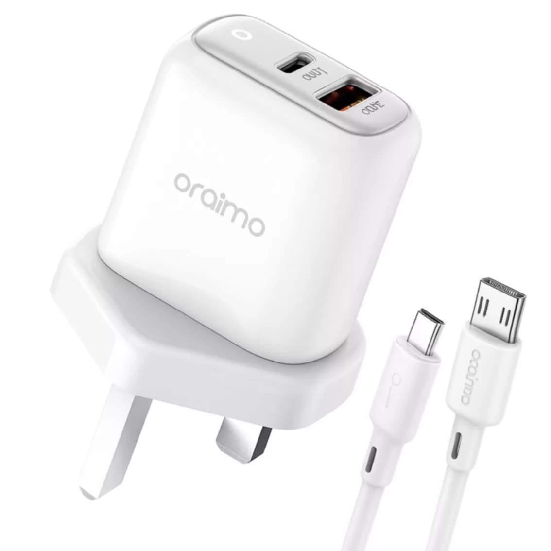 شارژر دیواری اُرایمو 20 وات دو پورت مدل ORM-OV به همراه کابل تبدیل USB-Micro شارژر دیواری اُرایمو 20 وات دو پورت مدل ORM-OV به همراه کابل تبدیل USB-Micro