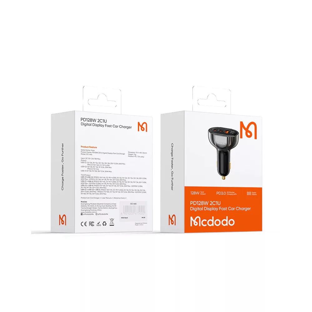 شارژر فندکی 128 وات مک دودو مدل PD128W 2C1U