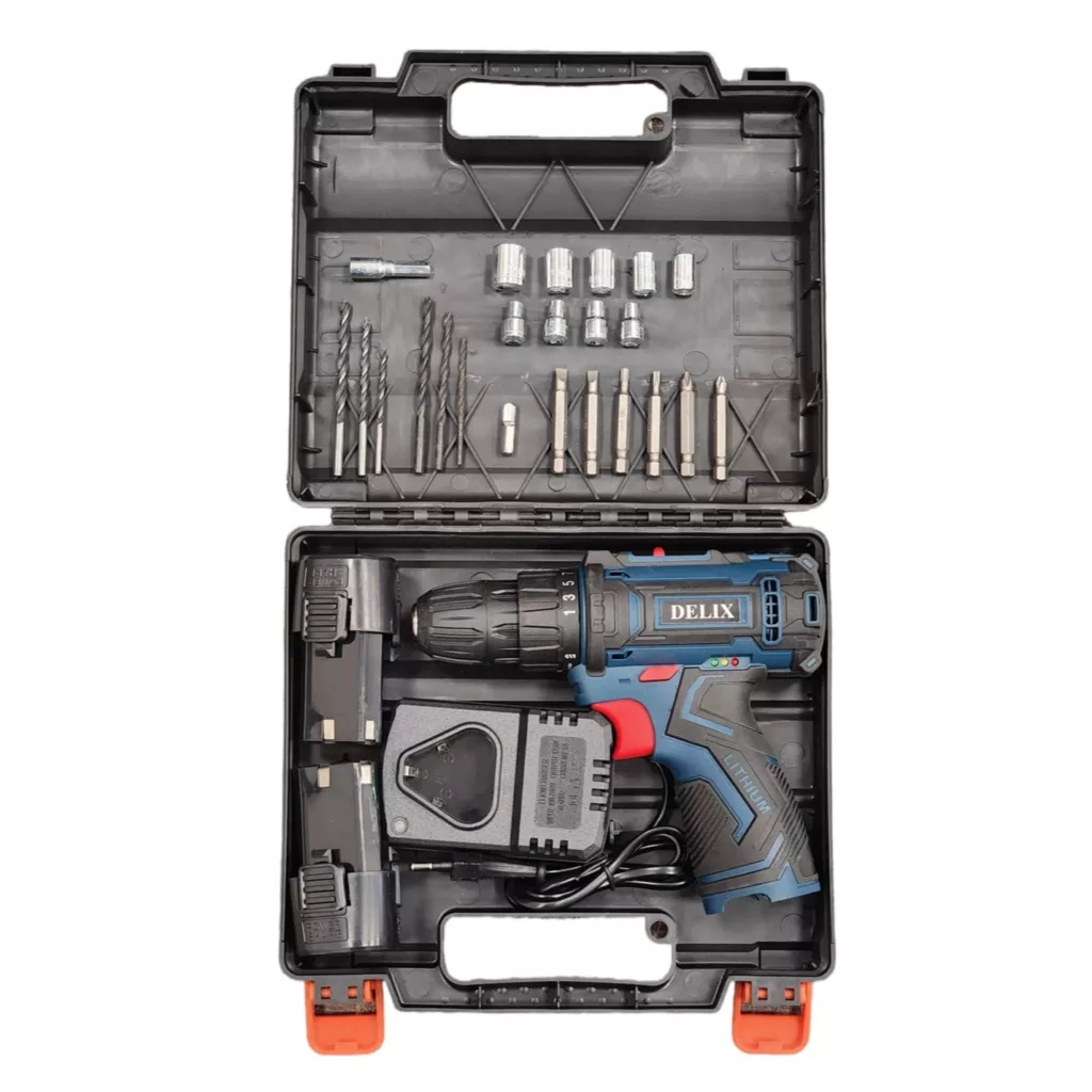 دریل پیچ گوشتی شارژی 18 ولت دلیکس کد DEL48 مجموعه 48 عددی