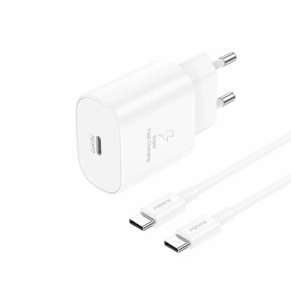 شارژر دیواری 25 وات فوننگ مدل A55 SUPERFAST EU به همراه کابل تبدیل USB-C