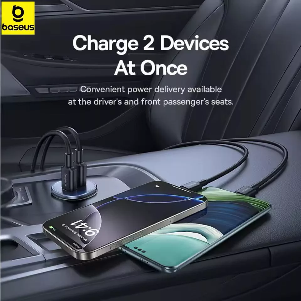 شارژر فندکی 30 وات 2 پورت بیسوس مدل  GoTrip BS-C15C1