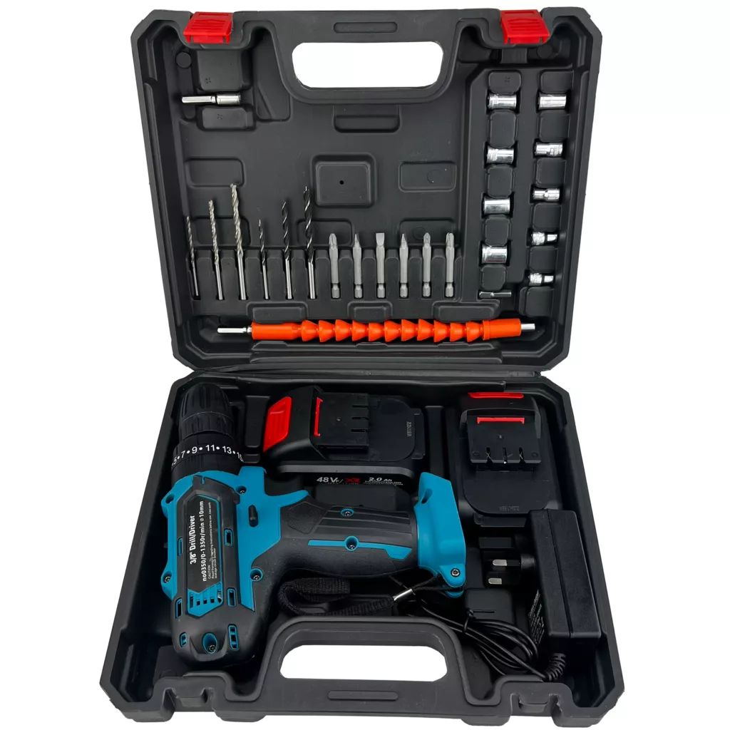 دریل چکشی شارژی باس مدل 48VF مجموعه 27 عددی