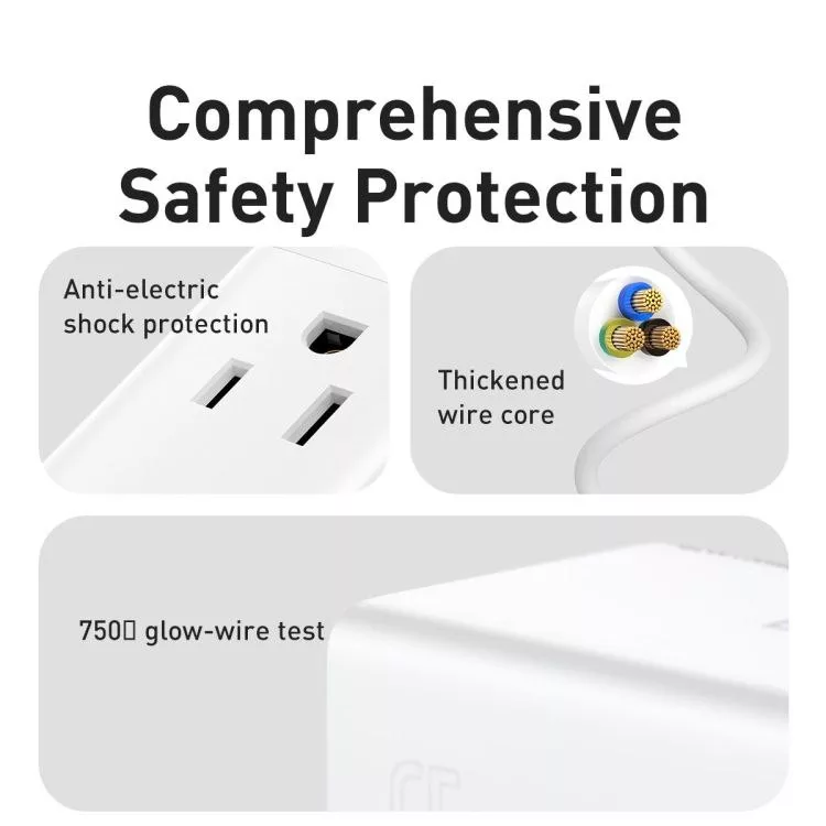 شارژر رومیزی 65 وات بیسوس مدل Powerstrip 65W به همراه کابل تبدیل USB-C