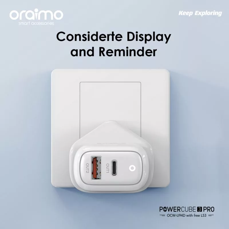 شارژر دیواری اُرایمو 20 وات دو پورت مدل ORM-OV به همراه کابل تبدیل USB-Micro