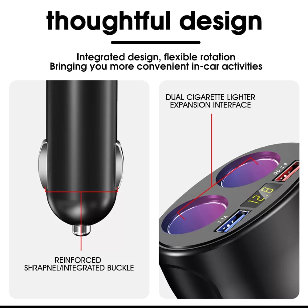 شارژر فندکی  120 وات چهار پورت مدل P-25