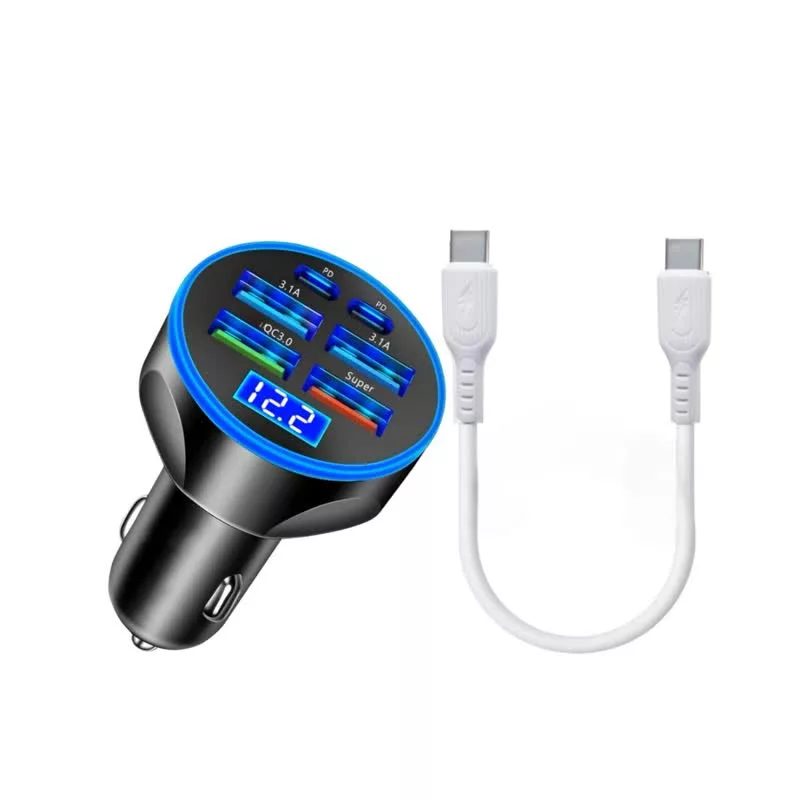 شارژر فندکی 66 وات فیوپلاس مدل FP-89 به همراه کابل usb-c