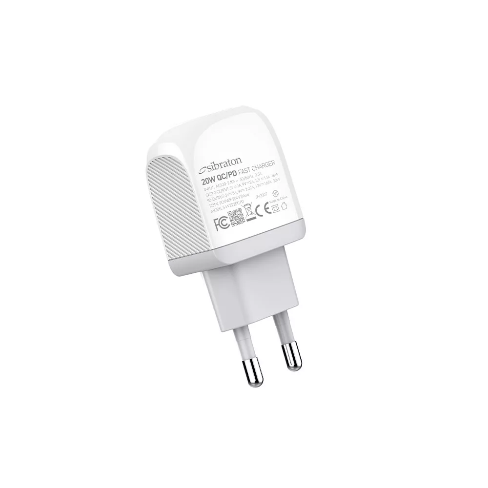 شارژر دیواری 20 وات سیبراتون مدل SW2220i PD به همراه کابل لایتنینگ