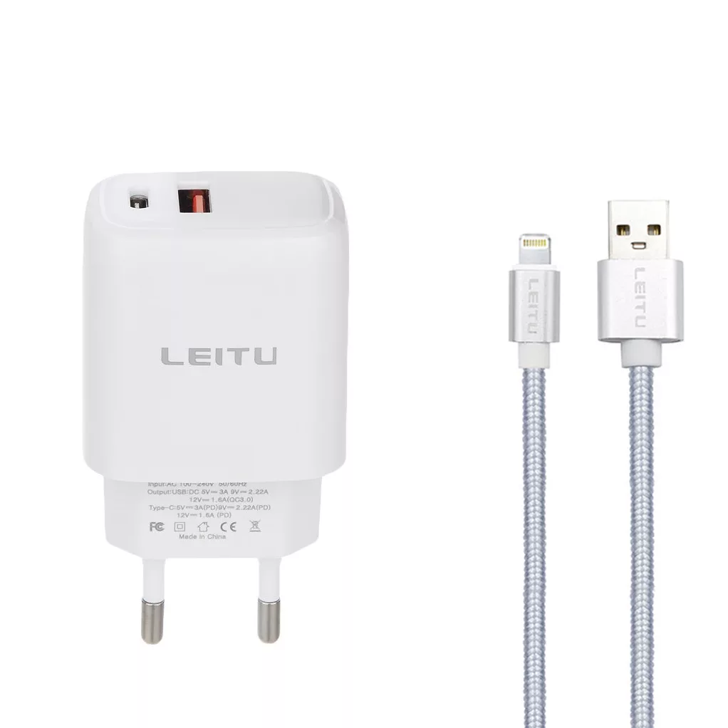 شارژر دیواری لیتو مدل LH-13 به همراه کابل تبدیل لایتنینگ