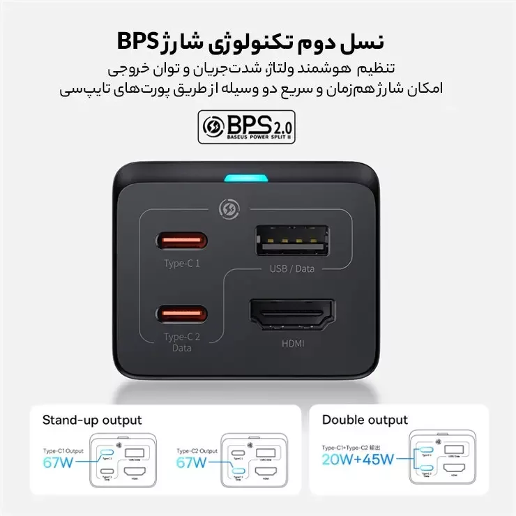 شارژر رومیزی بیسوس مدل GaN-5 Pro 67W