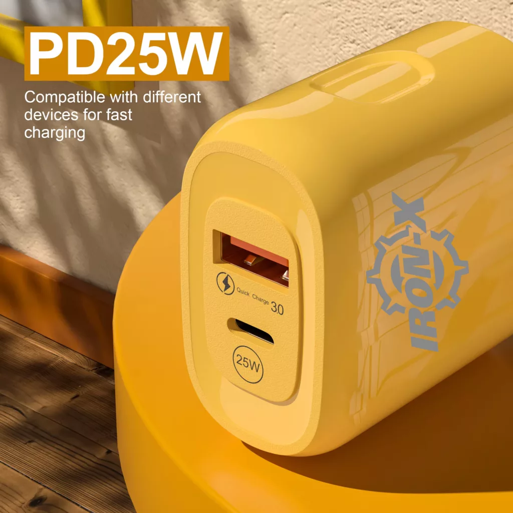 شارژر دیواری 25 وات دو پورت آیرون ایکس مدل PDQC30 به همراه کابل تبدیل USB/USB-C به لایتنینگ/USB-C طول 1.5 متر