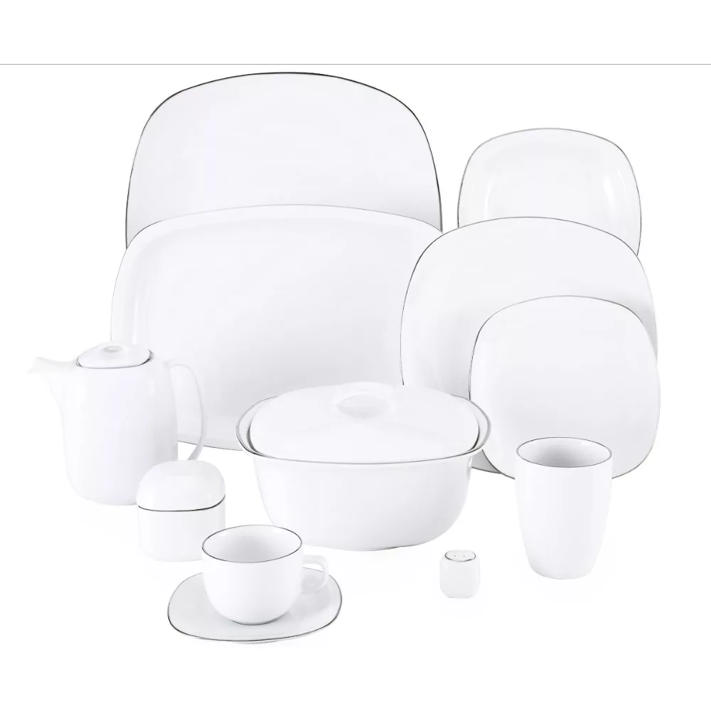 سرویس 98 پارچه غذاخوری چینی زرین ایران مدل کواترو سمن درجه عالی