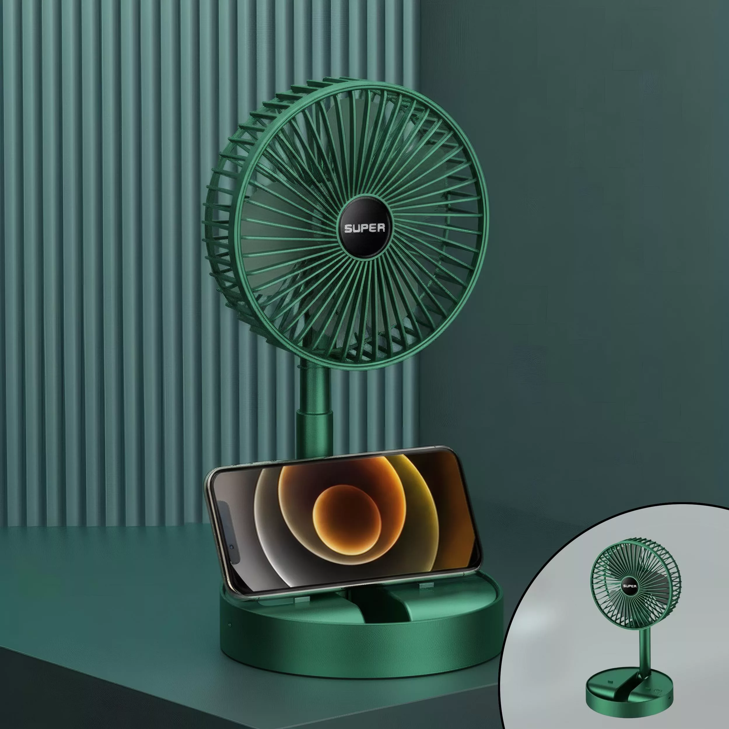 پنکه شارژی مدل هولدر موبایل