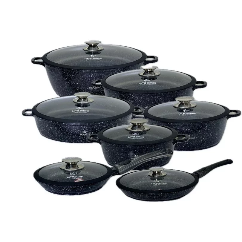 سرویس قابلمه و تابه گرانیتی 24 پارچه لایف اسمایل مدل LIFEP7S-24-BLACK