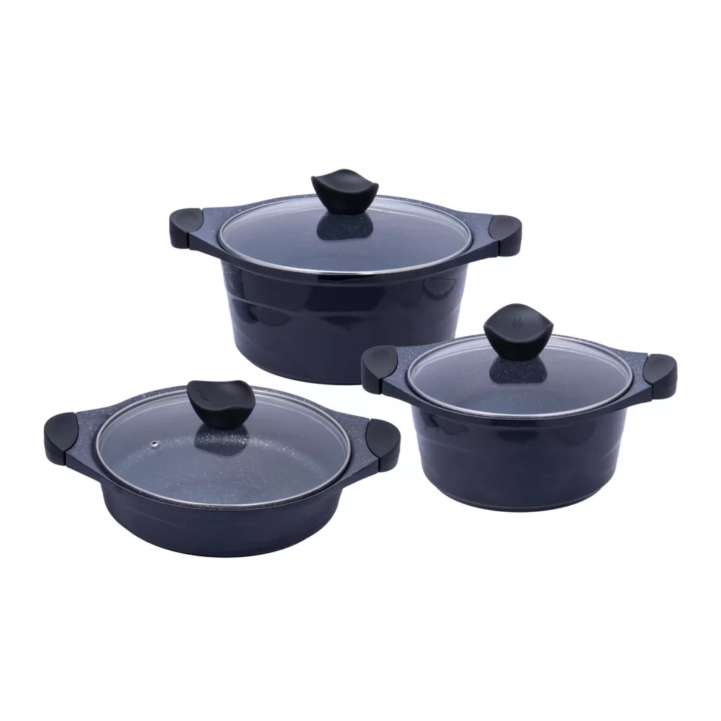 سرویس قابلمه و تابه تفلون 6 پارچه عروس مدل موج