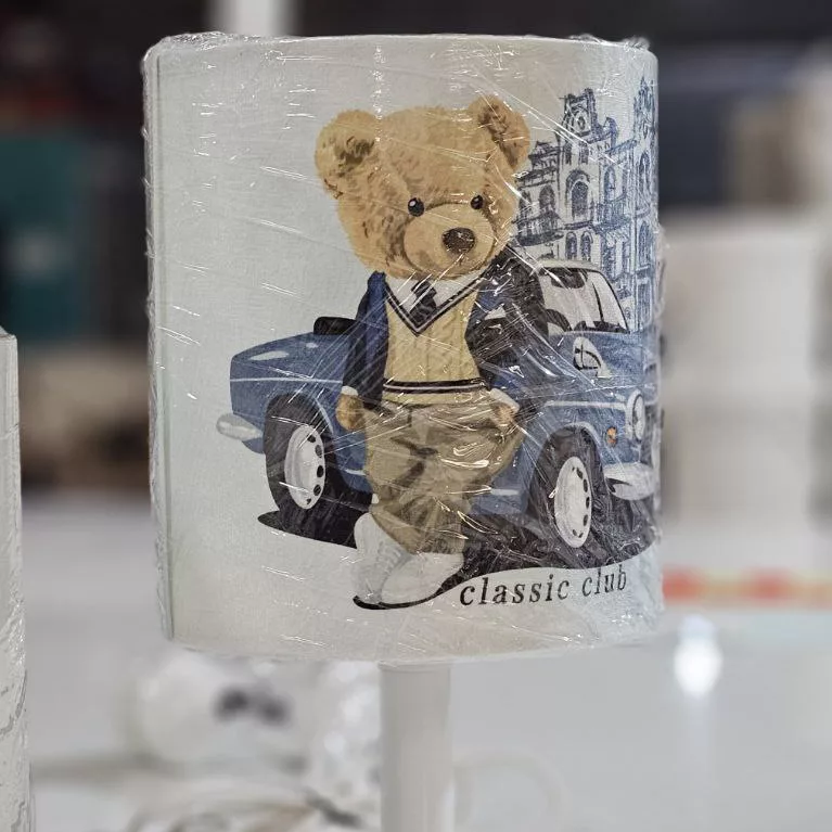 ست لوستر و آباژور کودک طرح خرس تدی و ماشین مدل ET-035 به همراه ساعت