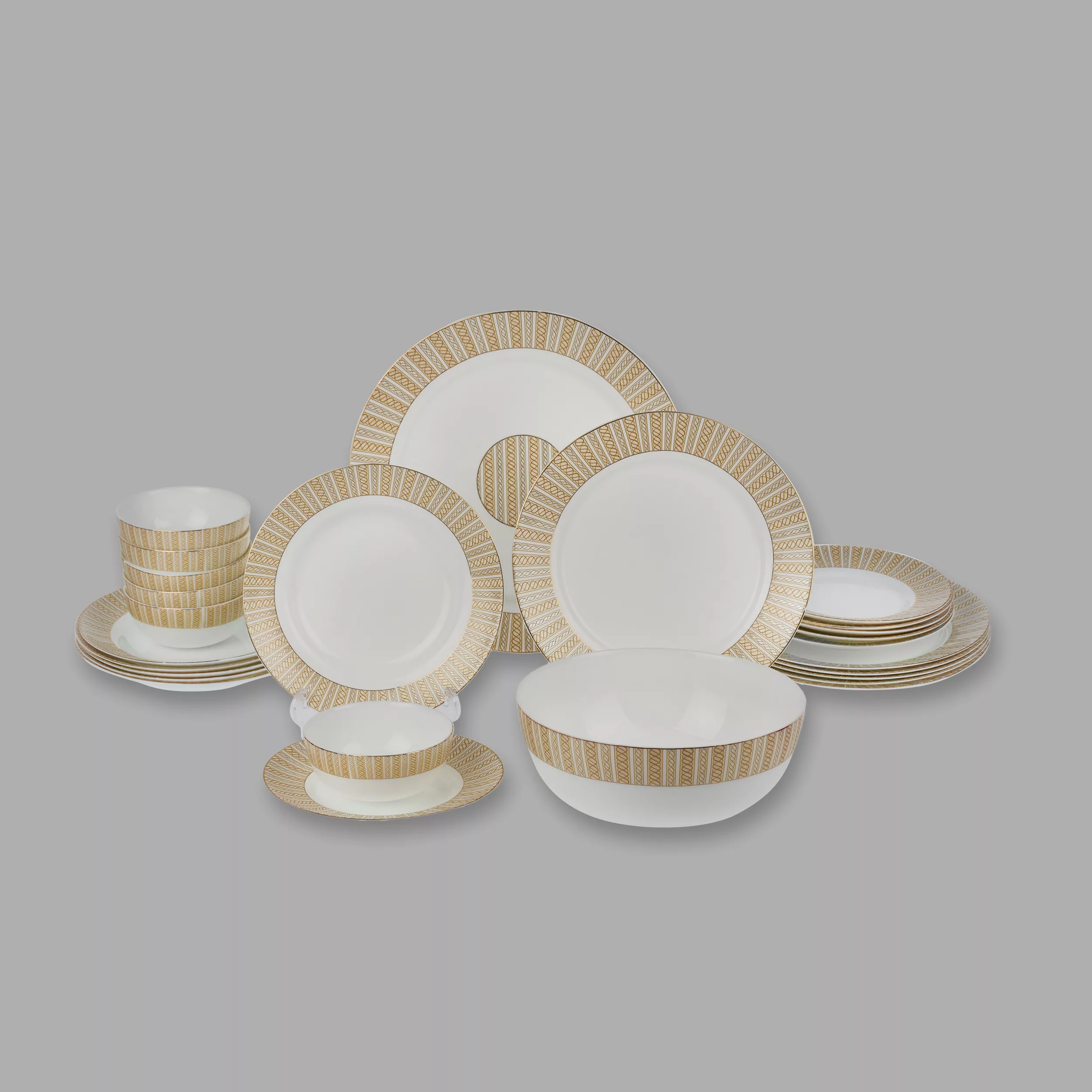 سرویس غذاخوری 26 پارچه 6 نفره گلدن اوپال مدل الگانت طرح ماهی