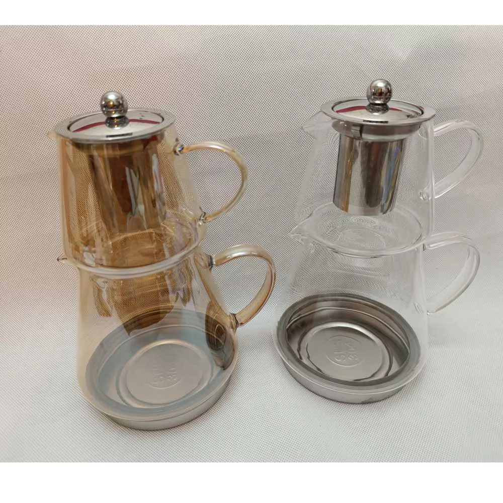 ست کتری و قوری مدل شیشه‌ای کد 13 گنجایش کتری 1.5 لیتر و گنجایش قوری 0.5 لیتر