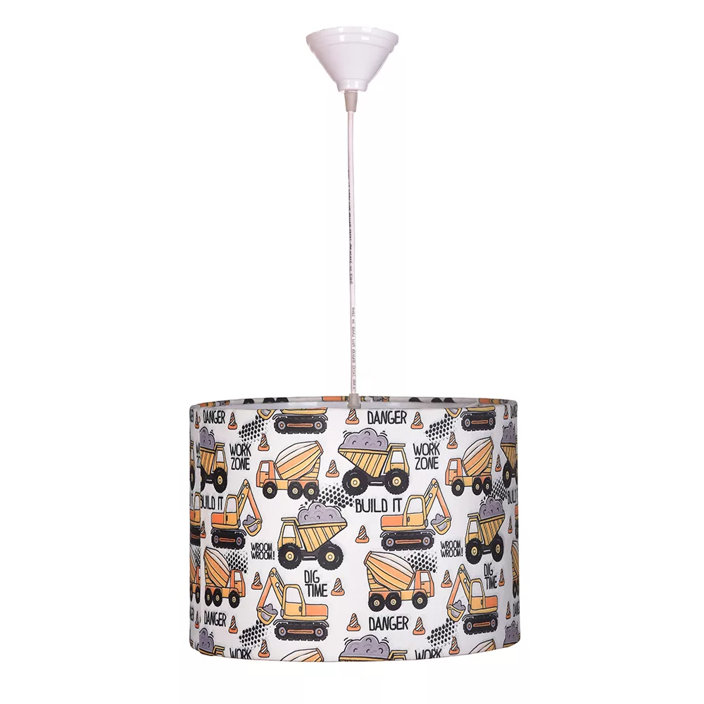 لوستر اتاق کودک مدل ماشین سنگین کودکانه به همراه اباژور و ساعت