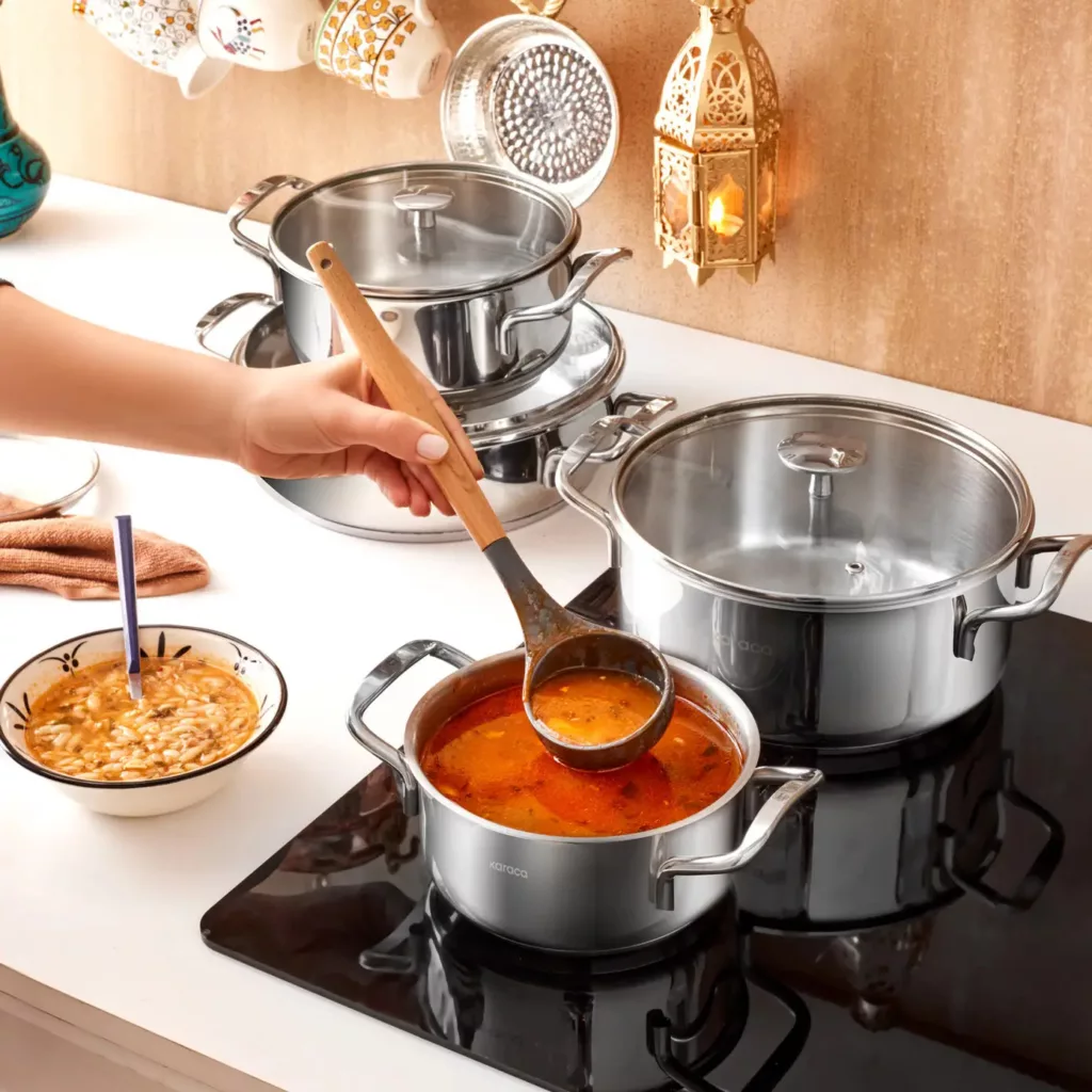 سرویس قابلمه استیل 8 پارچه کاراجا مدل Alaz İnduksiyon