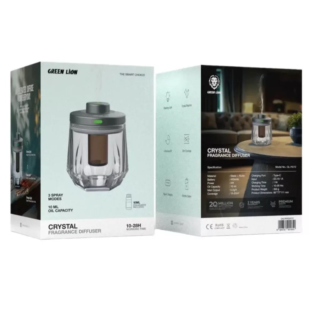 خوشبوکننده خودرو گرین لاین مدل Green Lion Crystal Fragrance Diffuser GNCRFRDIFGY حجم 30 میلی لیتر