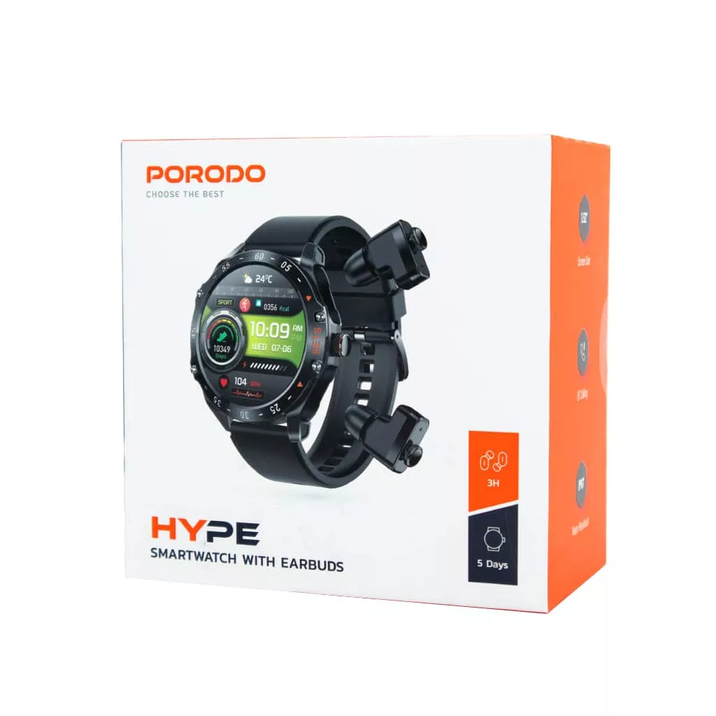 ساعت هوشمند 44 میلی متری پرودو مدل BGH SMART WATCH HYPE WIDE بند چرم مصنوعی