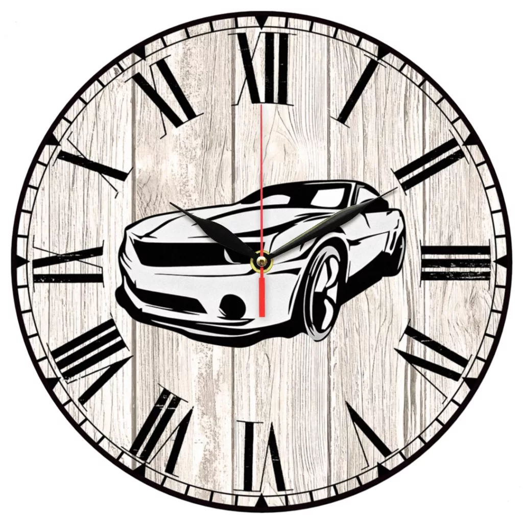 ساعت دیواری طرح چوب و ماشین کد 1341