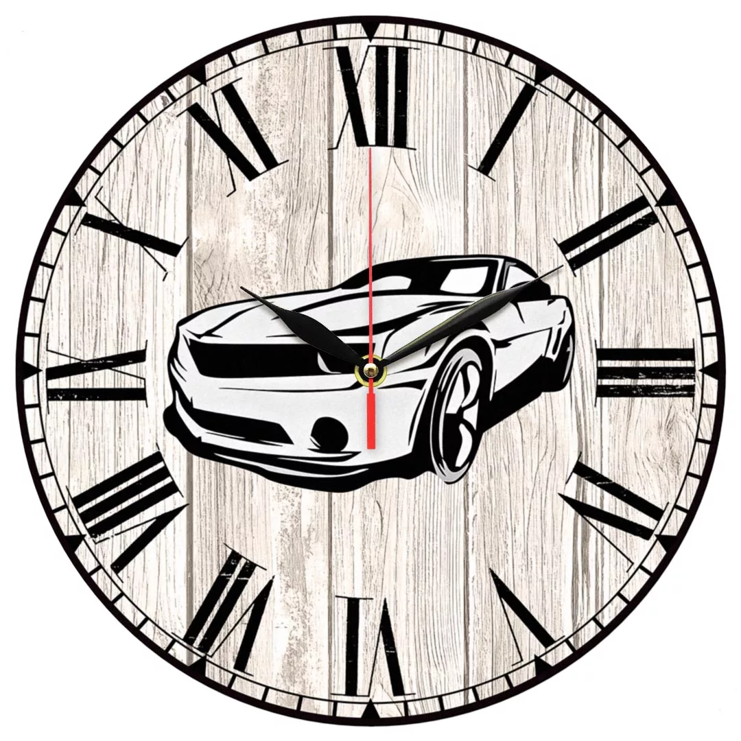 ساعت دیواری طرح چوب و ماشین کد 1341