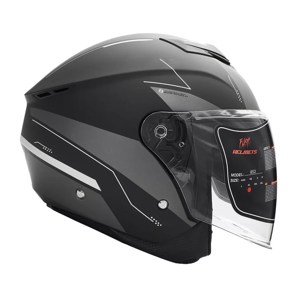 کلاه کاسکت بدون فک فلش مدل 852 matt black-gray