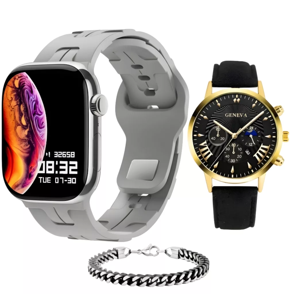 ساعت هوشمند 46 میلی متری مدل KS10 MAX با بند سیلیکونی به همراه ساعت کلاسیک و دستبند